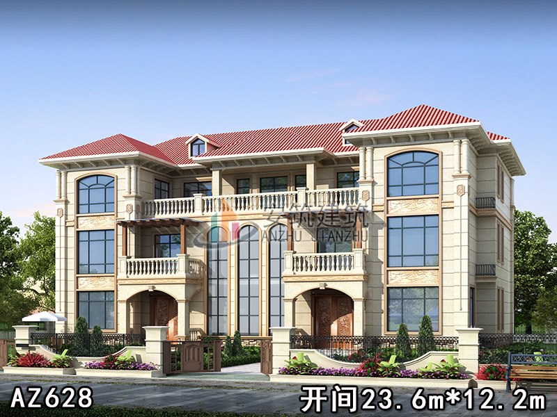三层豪华房子设计图大全，2020新款两户连拼AZ628