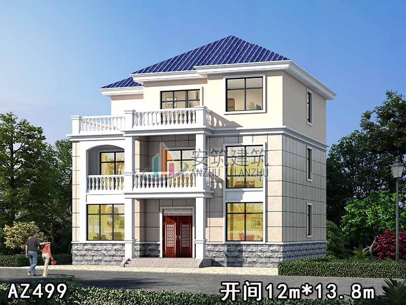 130平方米农村三层别墅，普通建房子设计图AZ499