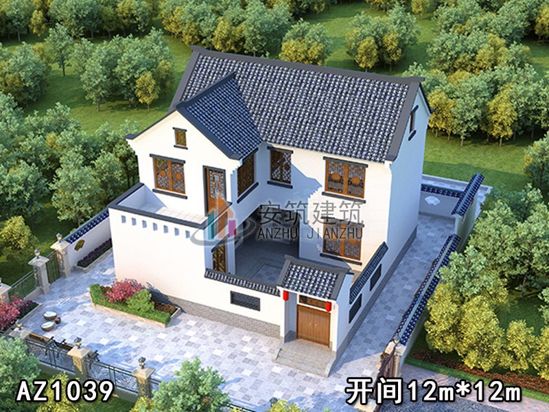 二层中式农村自建房设计图AZ1039