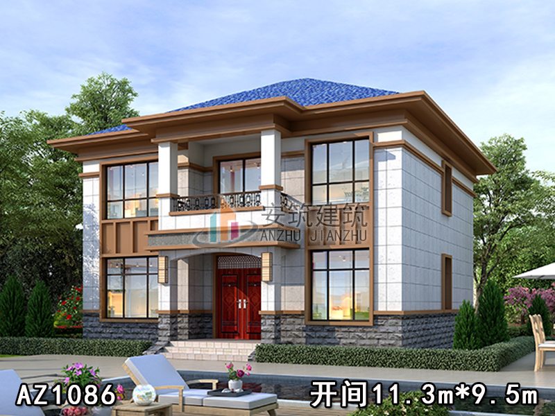 新中式农村别墅双层精美设计 AZ1086