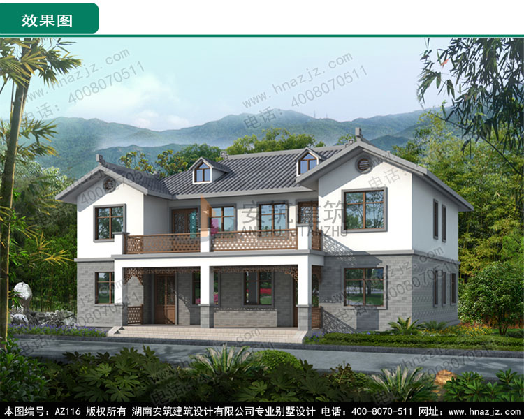 新中式双拼别墅设计图纸，二层中式别墅设计.jpg